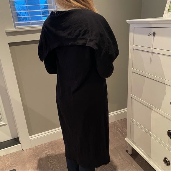 THEORY black long duster knit cardigan sweater - Picture 2 of 8